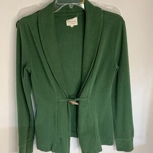 Banana Republic Classic Vintage Cotton Wood Toggle Close Green Woman's Sweater S